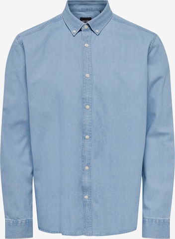 Only & Sons Regular fit Button Up Shirt 'Day' in Blue: front