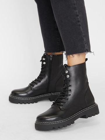 PS Poelman Lace-Up Ankle Boots 'Saturno' in Black: front