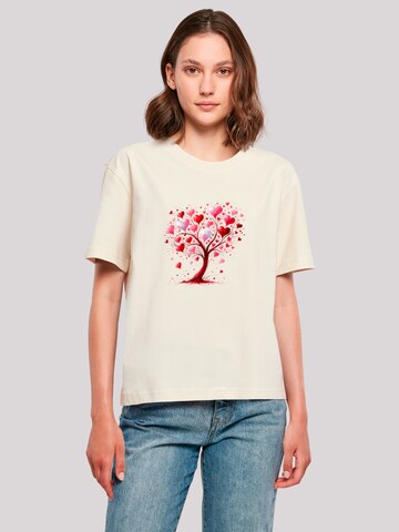 F4NT4STIC Shirt 'Herz Baum Aquarell Druck' in Beige: voorkant