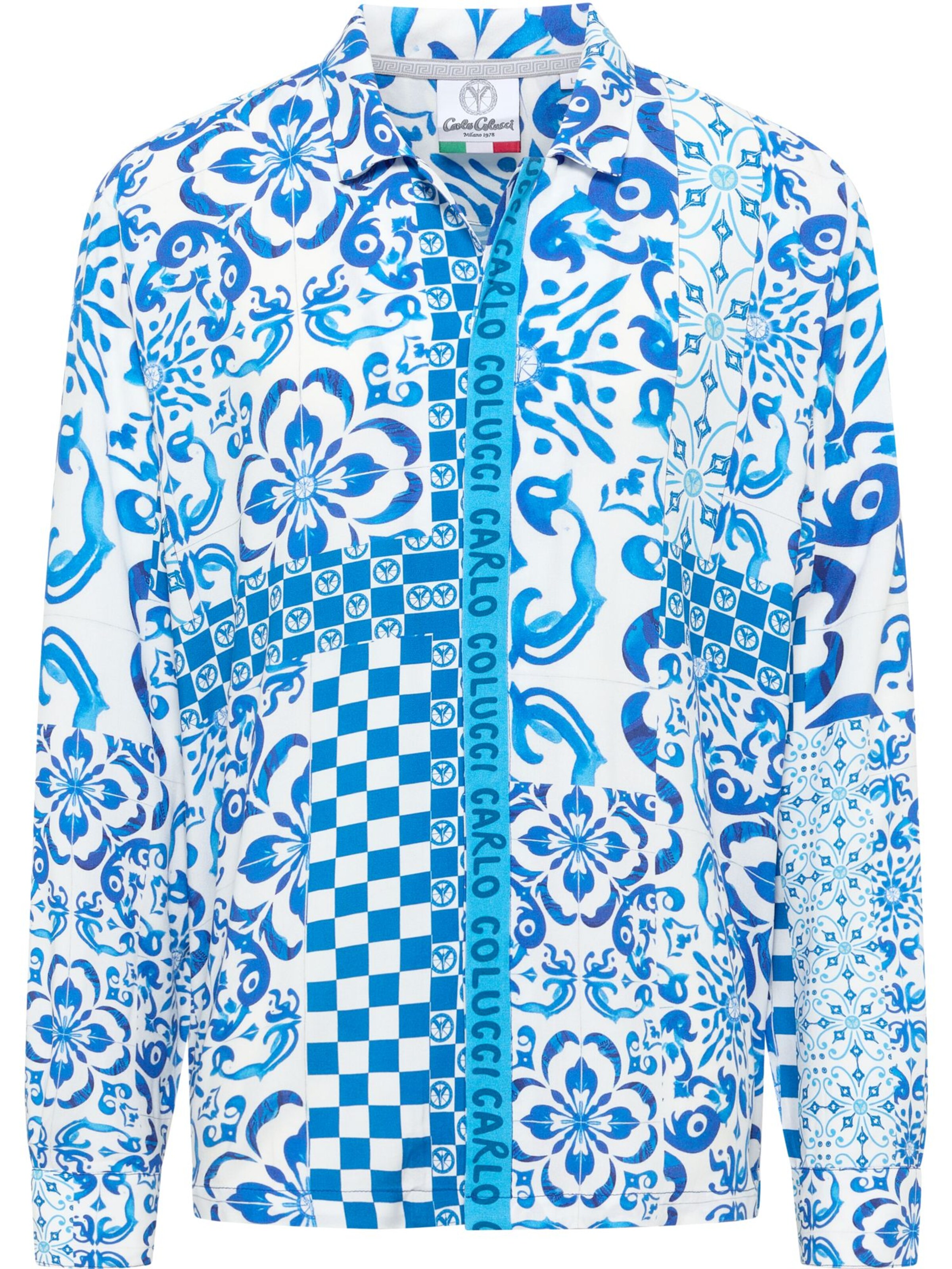 Carlo Colucci Comfort fit Button Up Shirt 'Fedrigo' in Blue: front