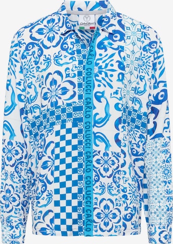 Carlo Colucci Comfort fit Button Up Shirt 'Fedrigo' in Blue: front