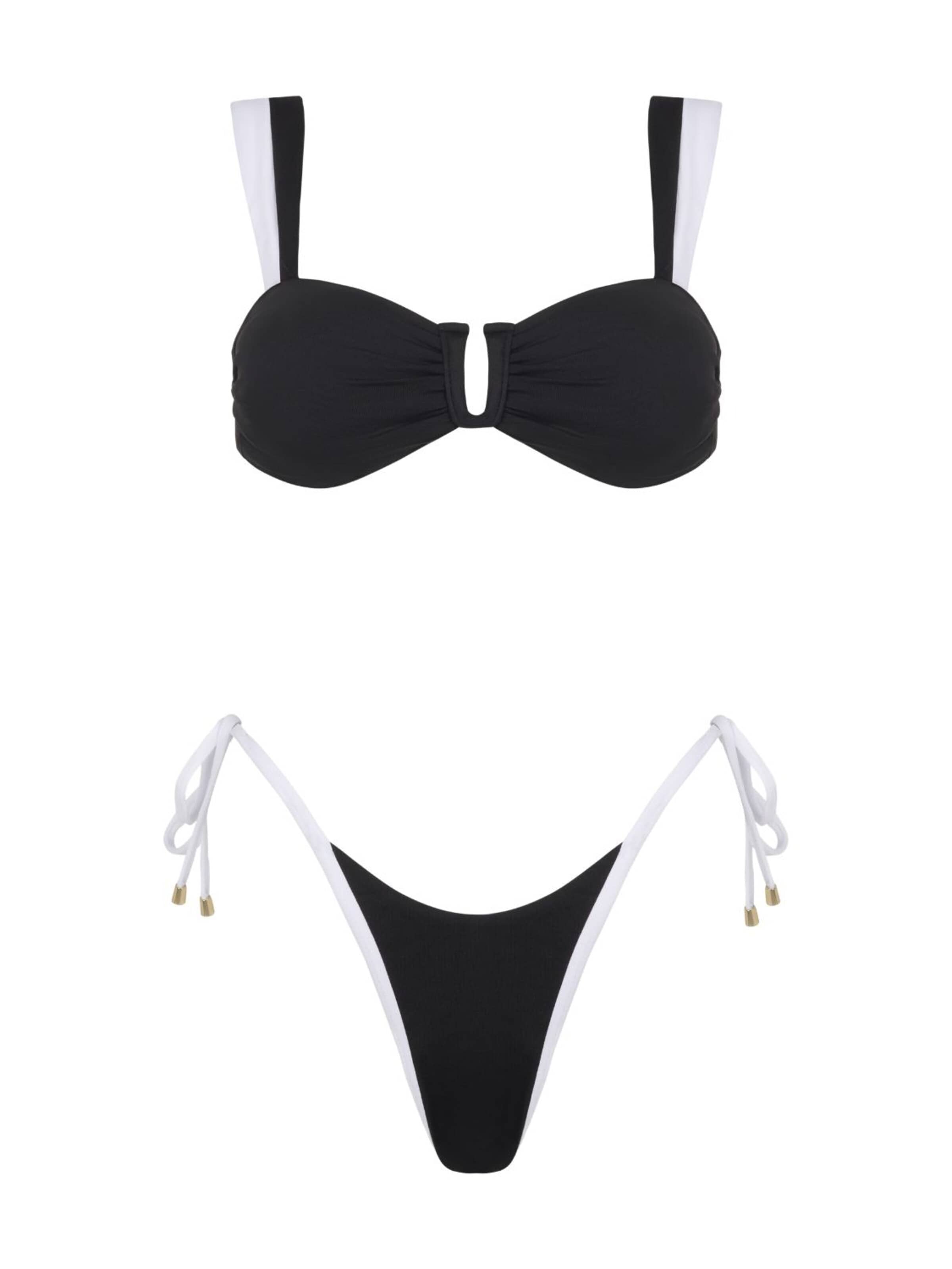Acuarela Brand - Balconet Bikini 'Royale U Bikini Set - Tie side' en negro: frente