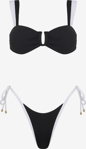 Balconnet Bikini 'Royale U Bikini Set - Tie side' Acuarela Brand en noir : devant