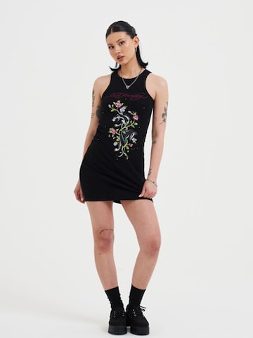 Robe 'Panther und Blumen' Ed Hardy en noir