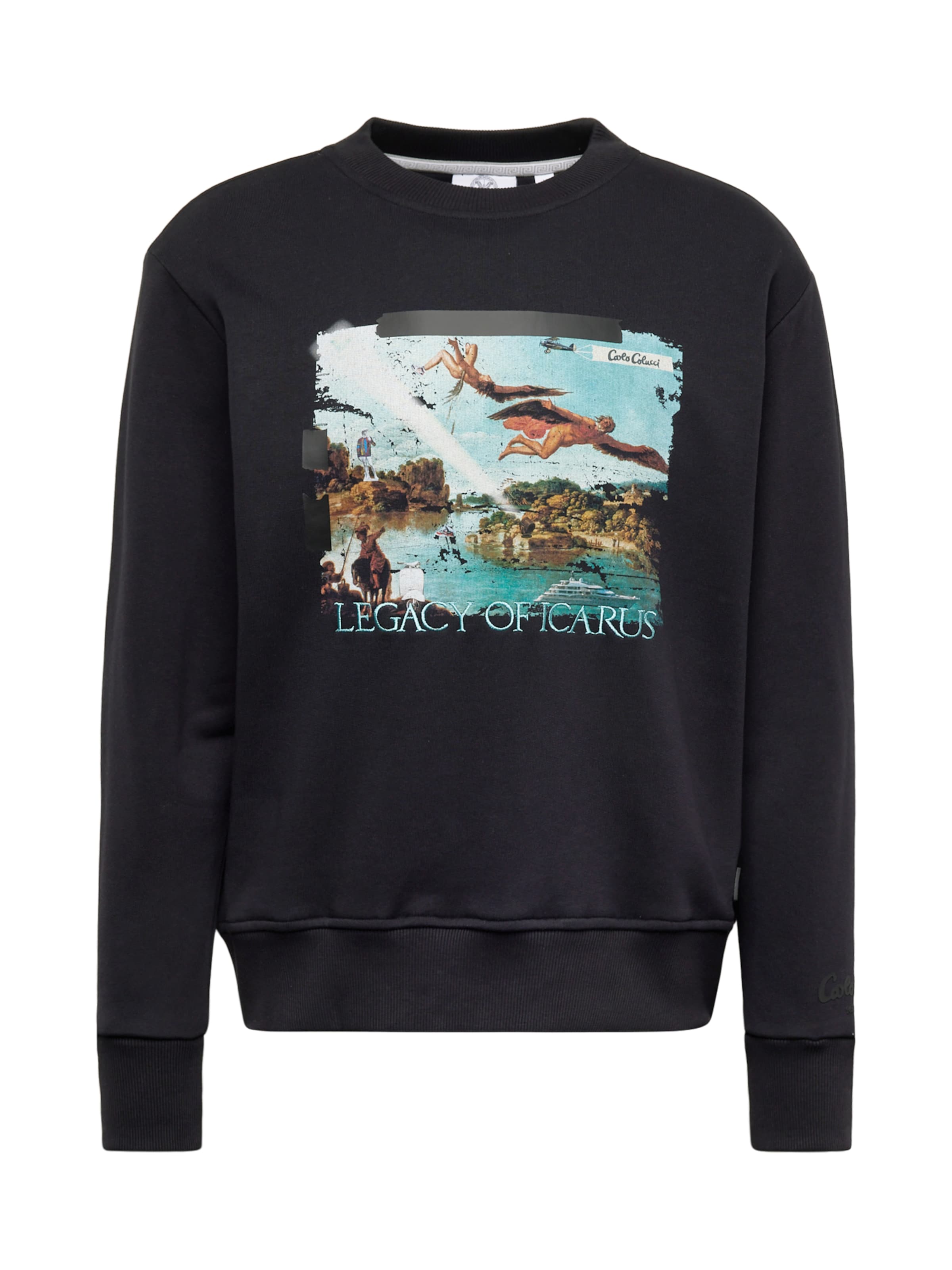 Sweat-shirt Carlo Colucci en noir : devant