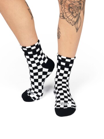 American Socks Ankle Socks 'Checkerboard B/W' in Black