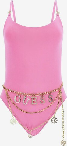 GUESS Bustier Badeanzug in Pink: predná strana