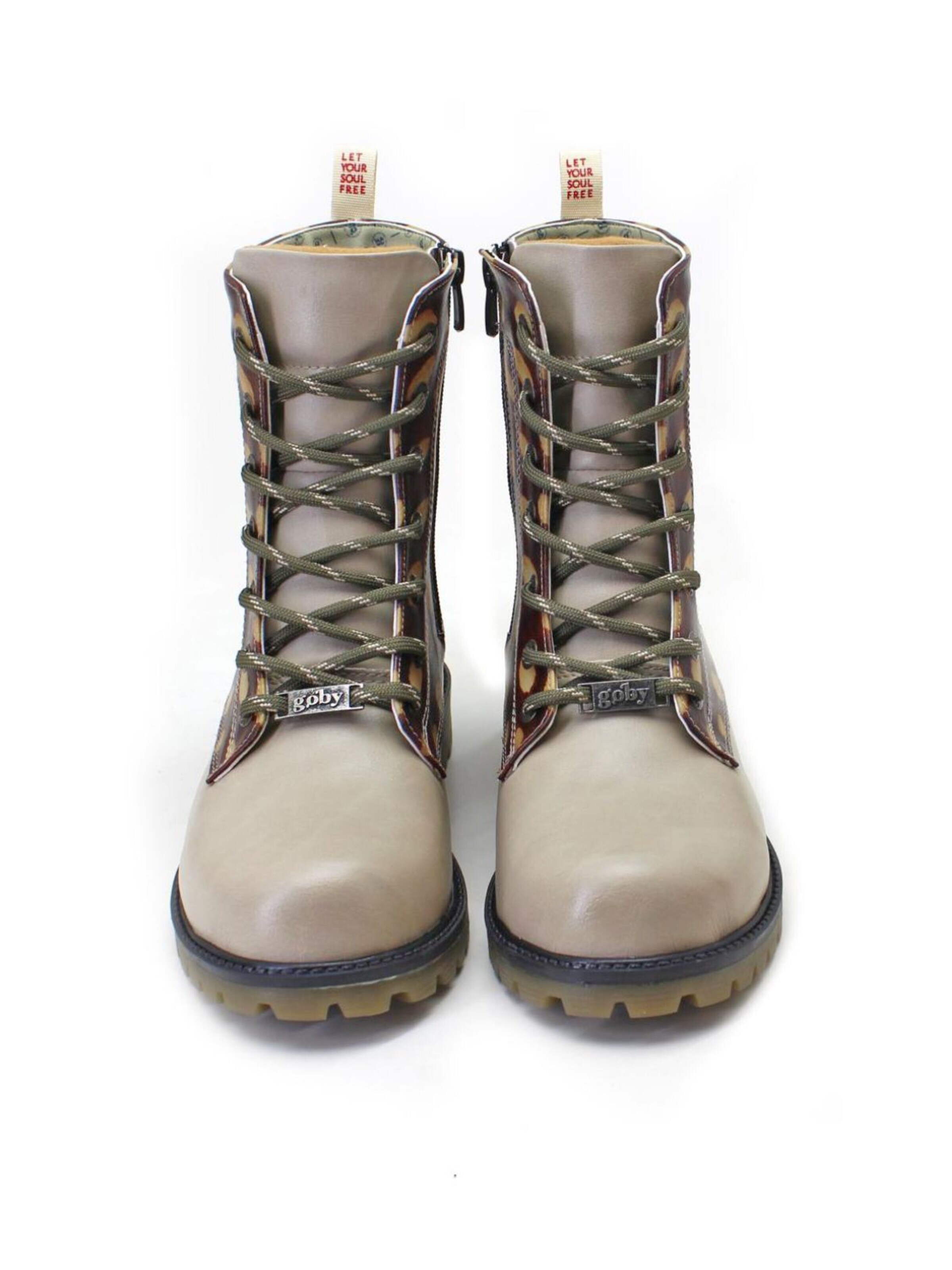 GobyČizme sa vezicama 'Ankle Boots Goby MAT187' - bež boja