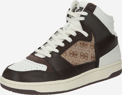 GUESS High-Top Sneakers 'Sava' in Sand / Dark brown / White, Item view