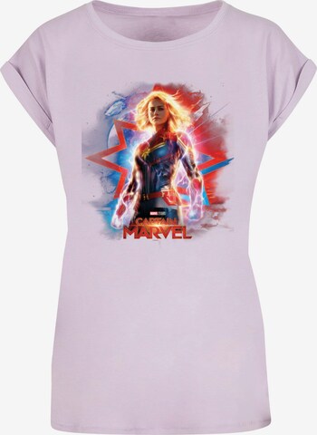 ABSOLUTE CULT Shirt 'Captain Marvel - Poster' in Lila: voorkant