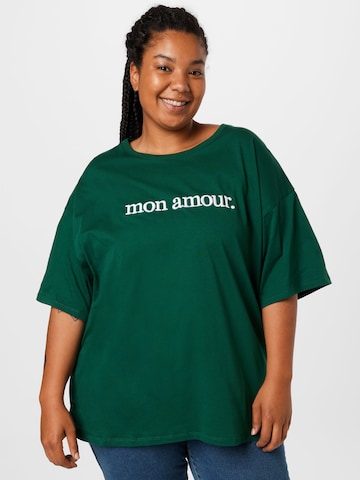 T-shirt 'MON AMOUR' River Island Plus en vert : devant