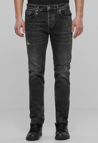 2Y Premium Slimfit Jeans in Zwart: voorkant