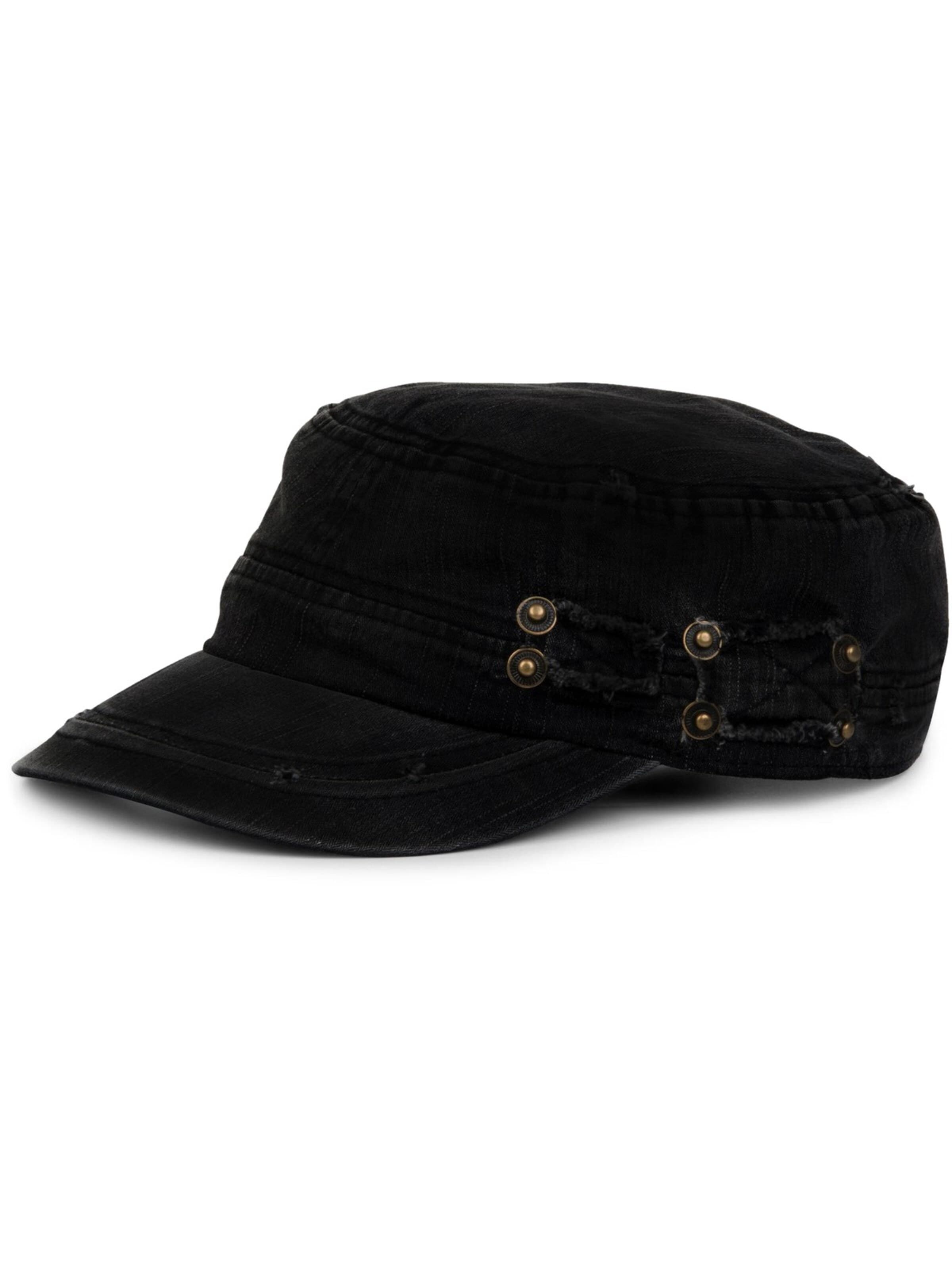styleBREAKER Cap 'Military Cap Destroyed Used Look'‌‌‌‌‌ in Schwarz: Vorderseite