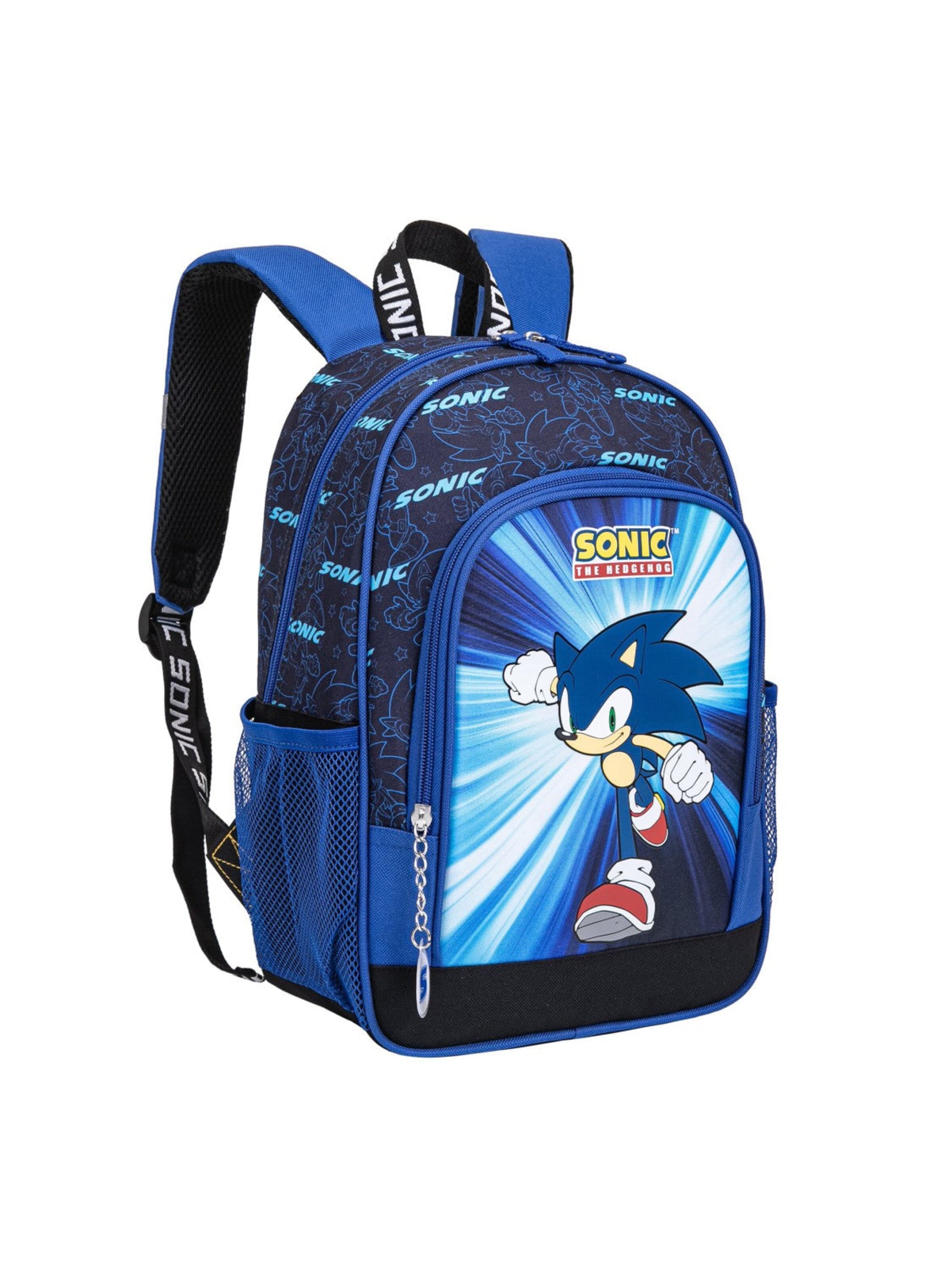 Sonic the Hedgehog Rugzak 'Sonic the Hedgehog Rugzak Kinderen – Blauw Zwart – Schooltas Jongens – 37cm Hoog' in Blauw