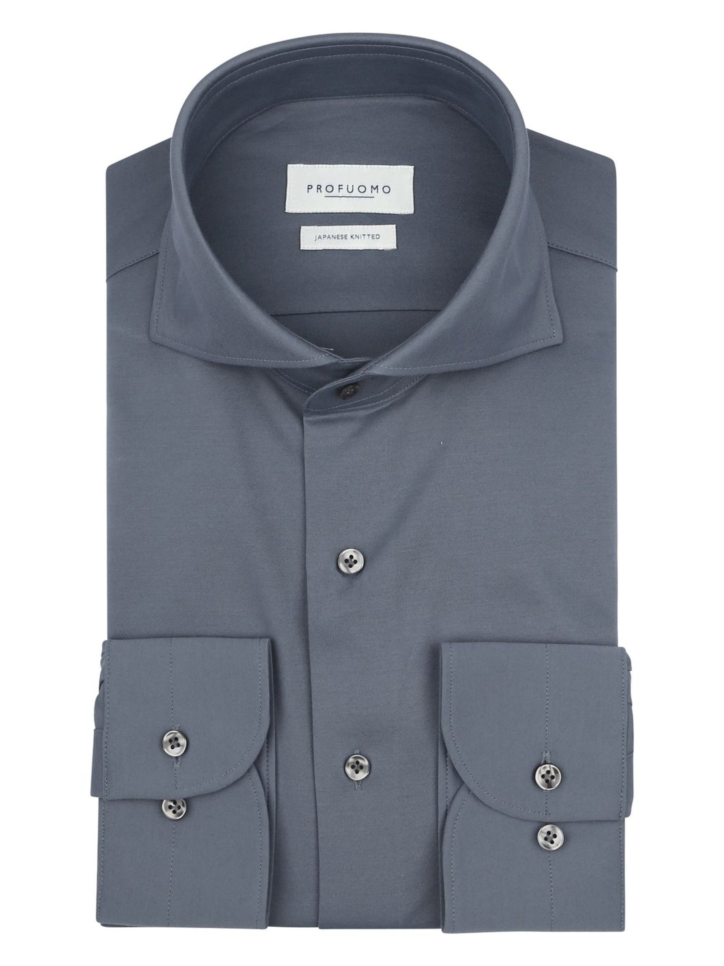 Profuomo Hemd 'Japanese Knitted'‌‌‌‌‌ in Blau: Vorderseite