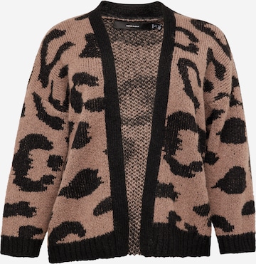 Vero Moda Curve Knit Cardigan 'ZELMA' in Brown: front