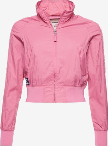 Veste de sport Superdry en rose : devant