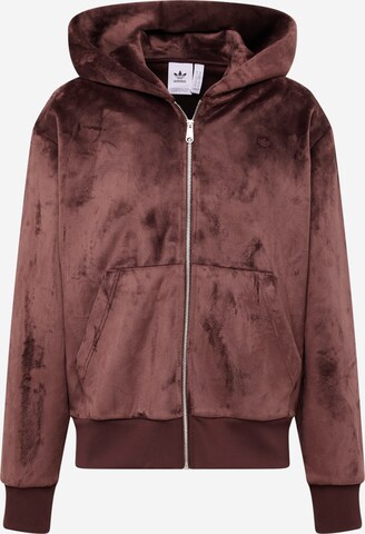 ADIDAS ORIGINALS Sweat jacket 'Premium Essentials+' in Brown: front