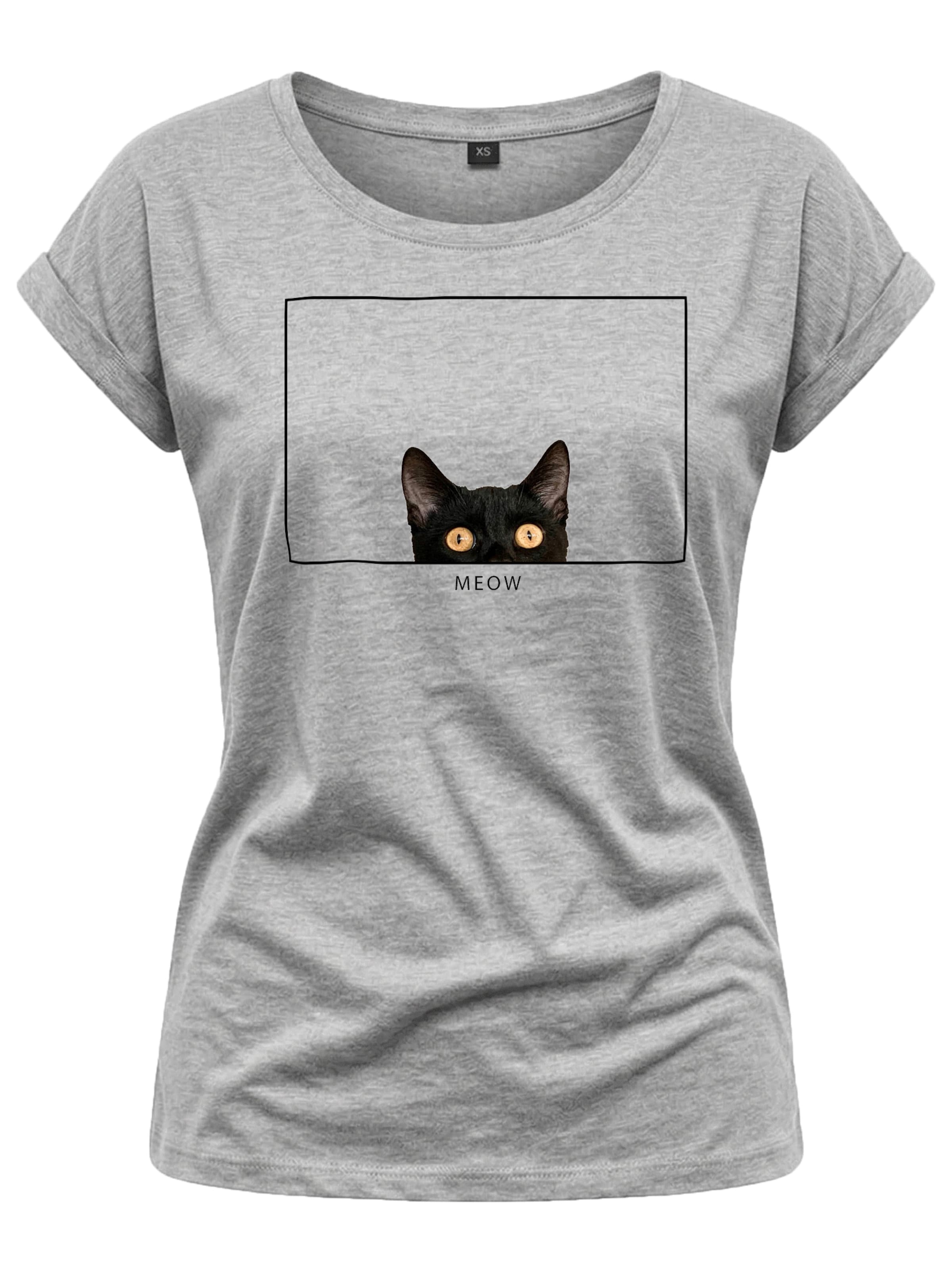 MAKAYA Shirt 'Cat Frame' in Grey: front