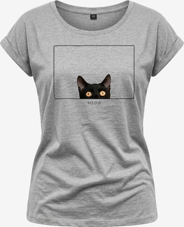 MAKAYA Shirt 'Cat Frame' in Grey: front