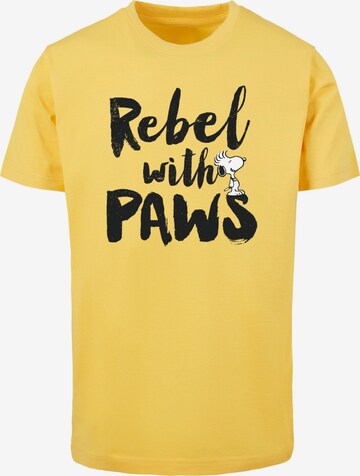 Merchcode Shirt 'Peanuts - Rebel with paws' in Yellow: front