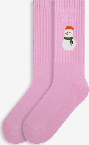 Von Jungfeld Socks 'Tennis Weihnachtsmotive' in Pink: front