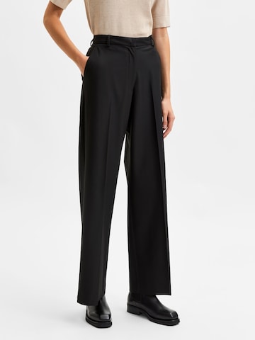 Wide leg Pantaloni cu dungă 'Eliana' de la SELECTED FEMME pe negru: față