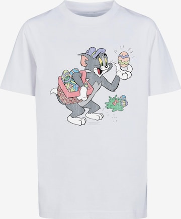 ABSOLUTE CULT Shirt 'Tom and Jerry - Tom Egg Hunt' in Wit: voorkant
