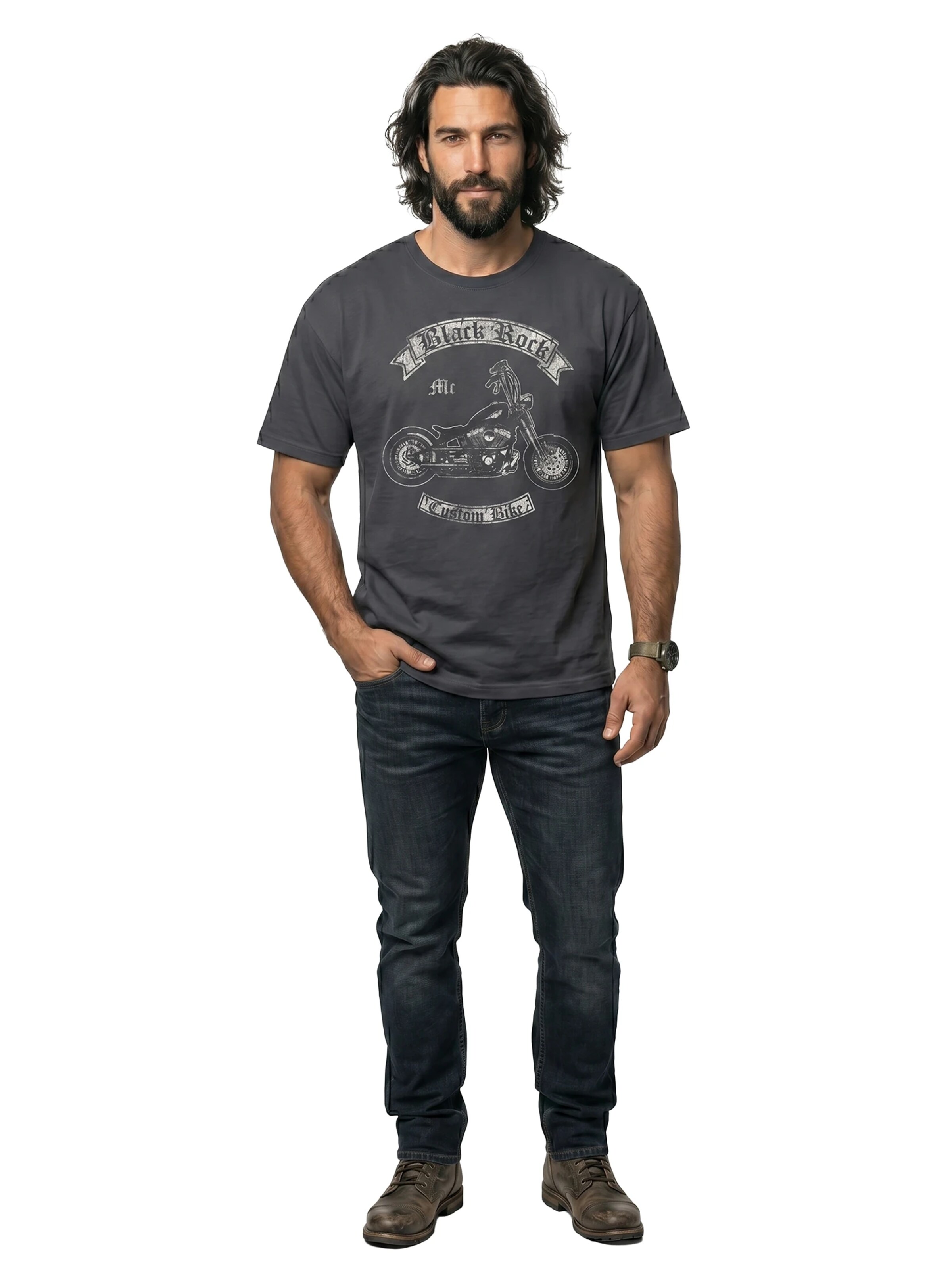 MAKAYA Shirt 'Black Rock' in Grey