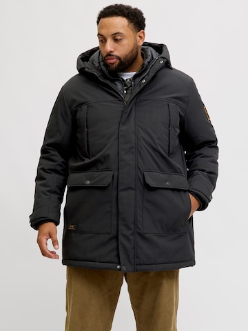 Jack & Jones Plus Zimska jakna 'JJFINN' | črna barva: sprednja stran