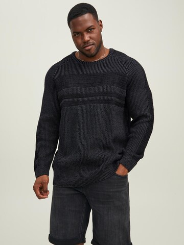 Jack & Jones Plus Sweter 'Power' w kolorze czarny: przód