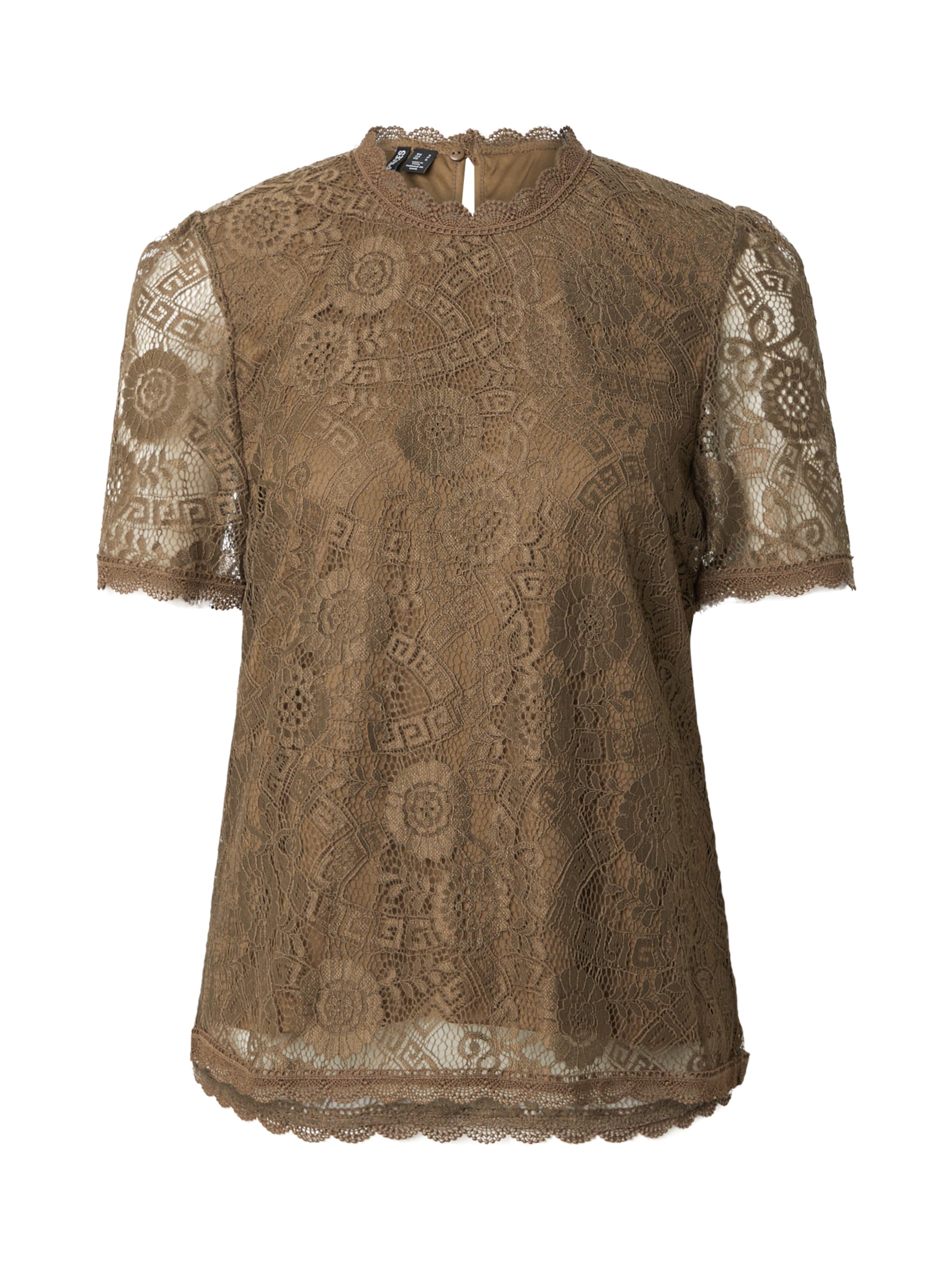 PIECES Μπλούζα 'PCOLLINE' σε καφέ: μπροστά