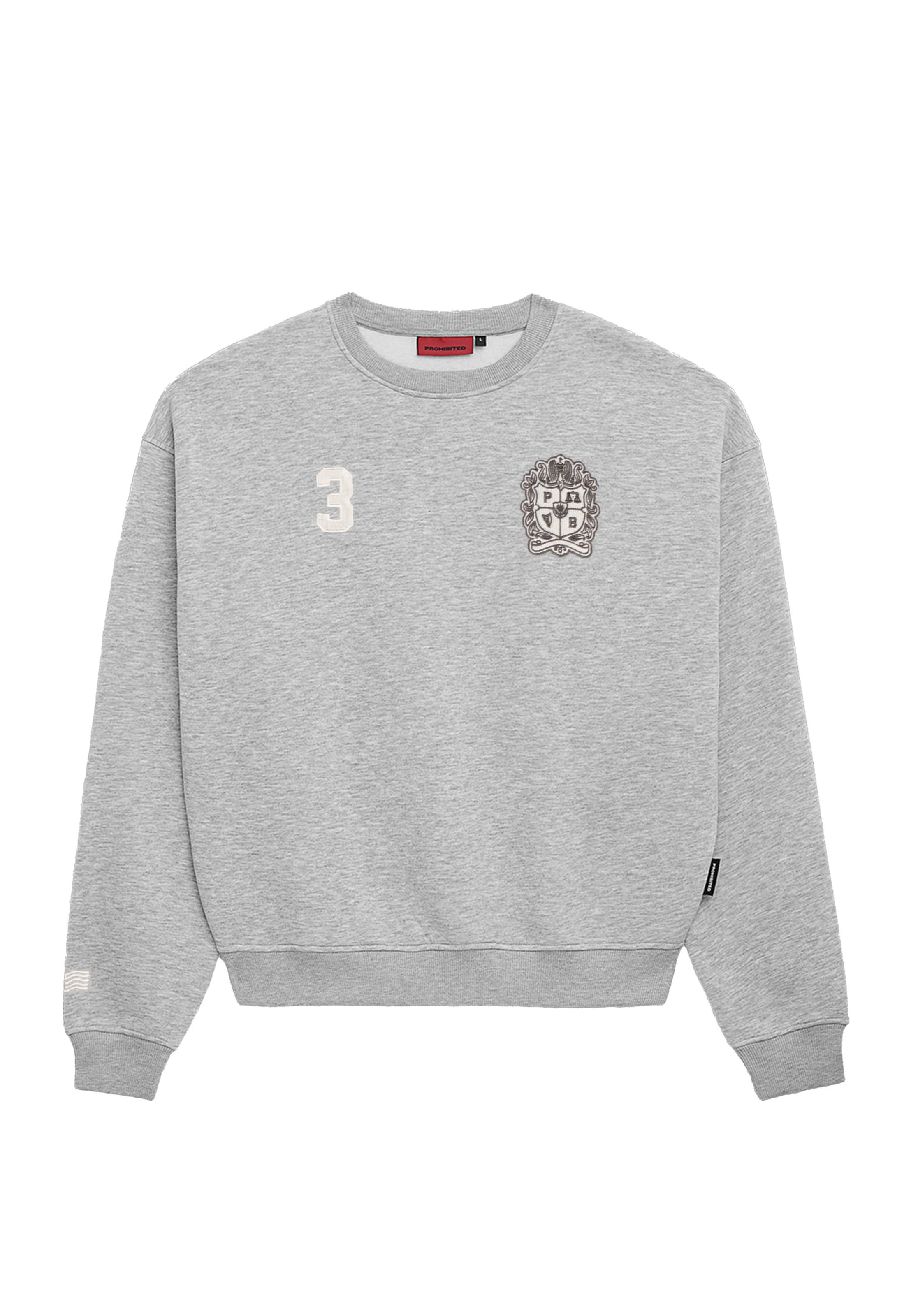 Prohibited Sweatshirt 'Club Member' in Grijs: voorkant