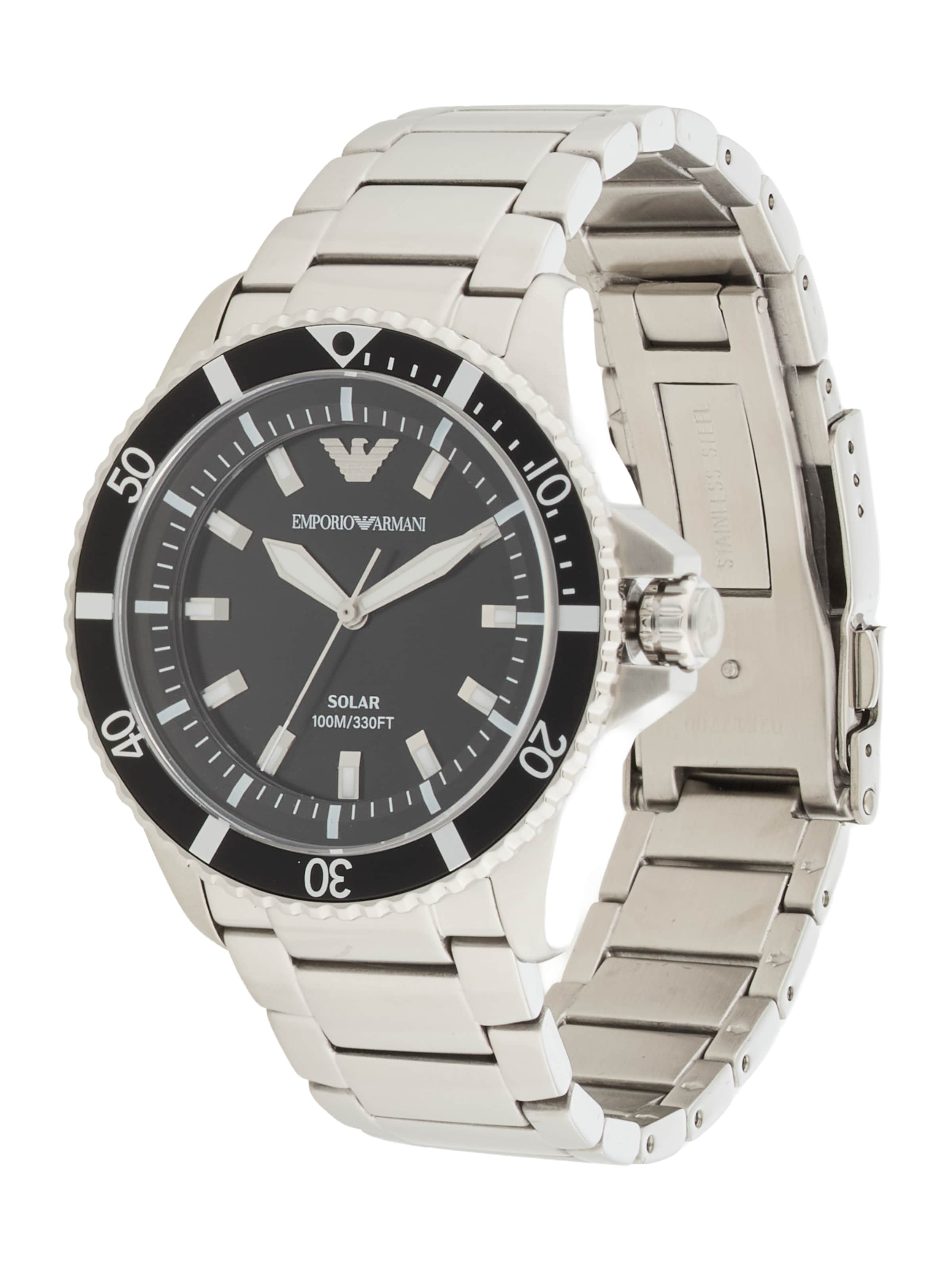 Emporio Armani Αναλογικό ρολόι 'WORLD EXPLORER' σε μαύρο: μπροστά