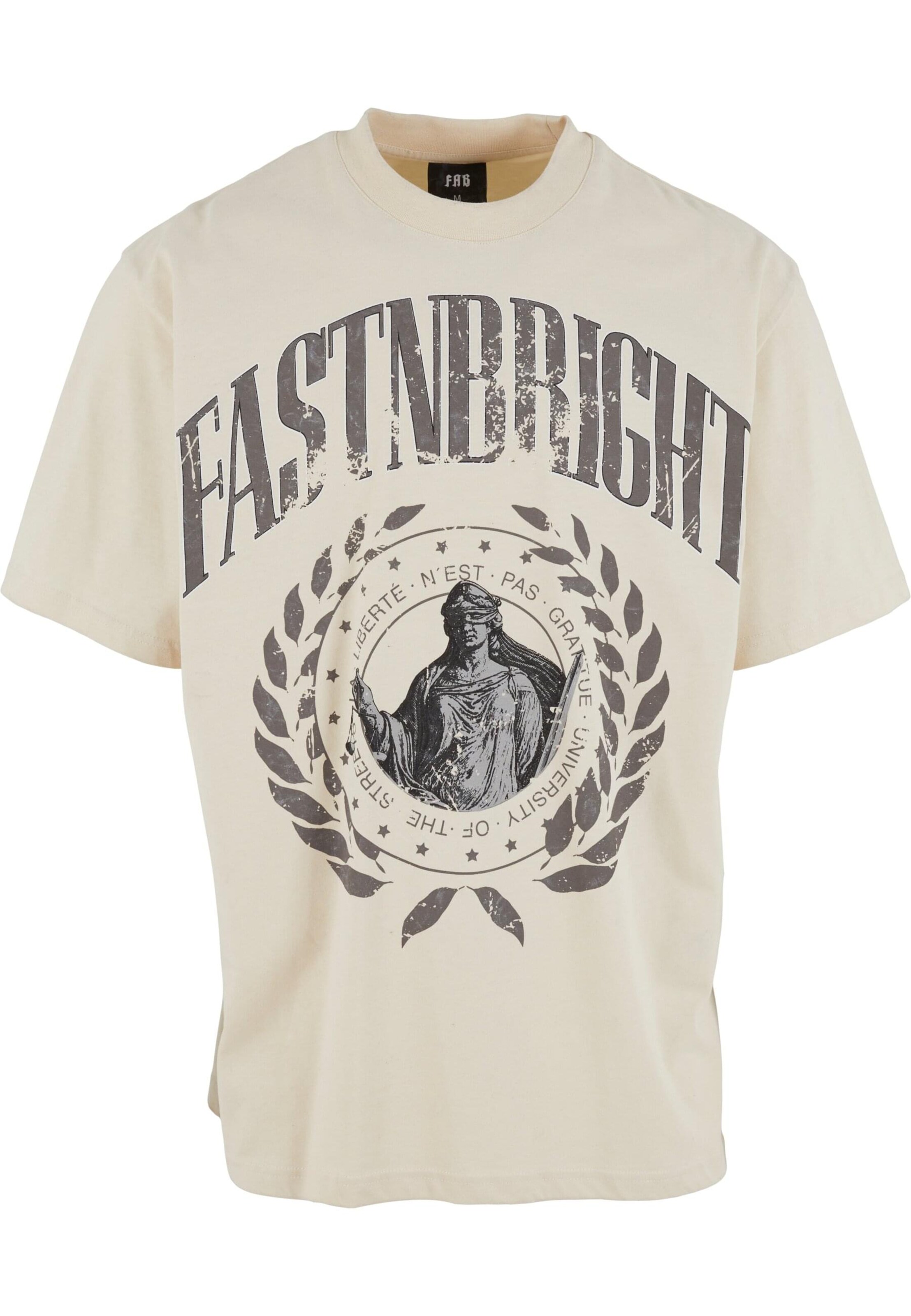 Fast & Bright T-shirt 'Justice' i beige: framsida