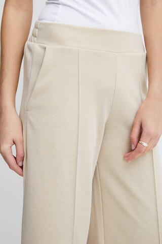 ICHI Wide Leg Stoffhose 'Kate' in Beige