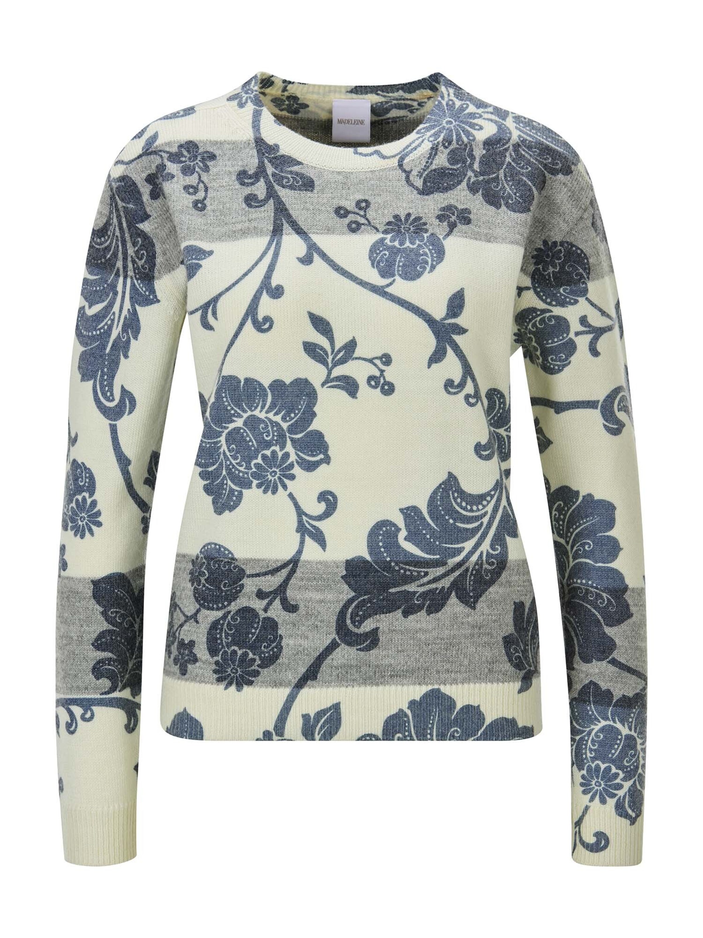 MADELEINE Sweater in Marine blue / Grey / Wool white, Item view