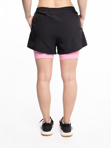 mymotus Regular Sportbroek 'Mymotus® Ladies Comfort Running Twin Shorts Black- Begonia Pink RW81' in Zwart