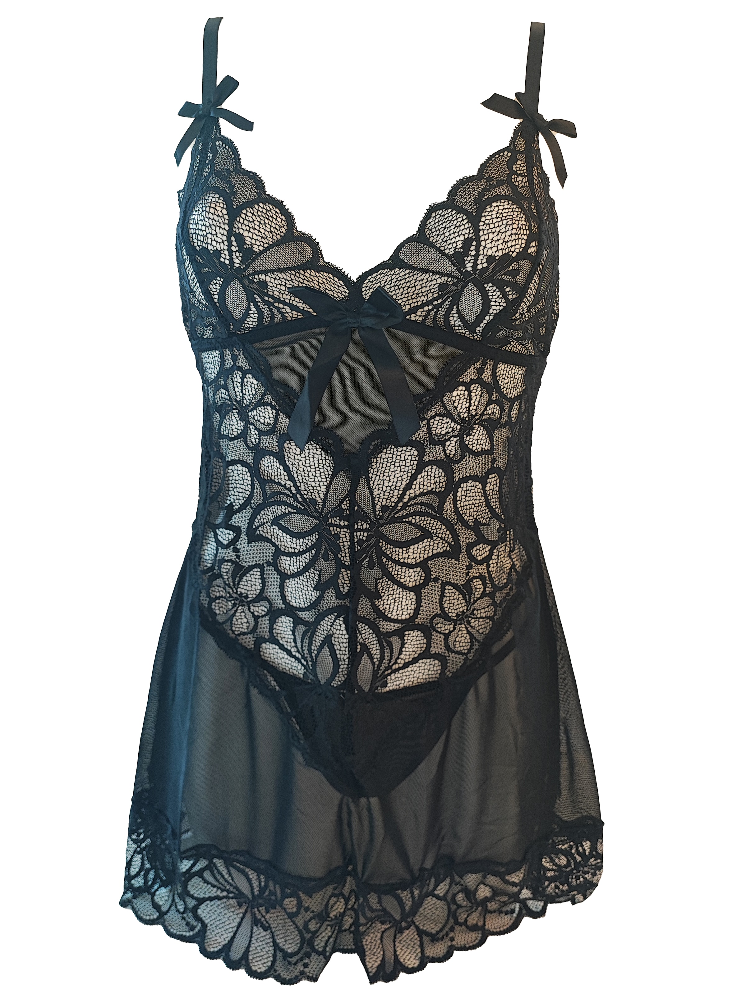 ORGANZA Lingerie Negligée 'Spitzennegligé'‌‌ in Schwarz: Vorderseite