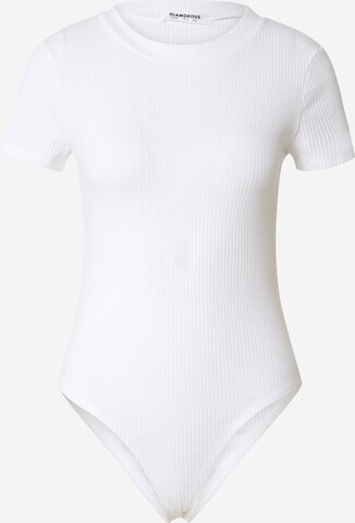 GLAMOROUS Shirt Bodysuit in White: front