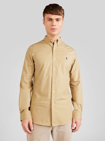 Polo Ralph Lauren Slim Fit Риза в кафяво: отпред