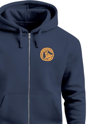 Neverless Sweatjacke 'Landschaft Badge'‌‌‌‌‌‌‌‌ in Blau