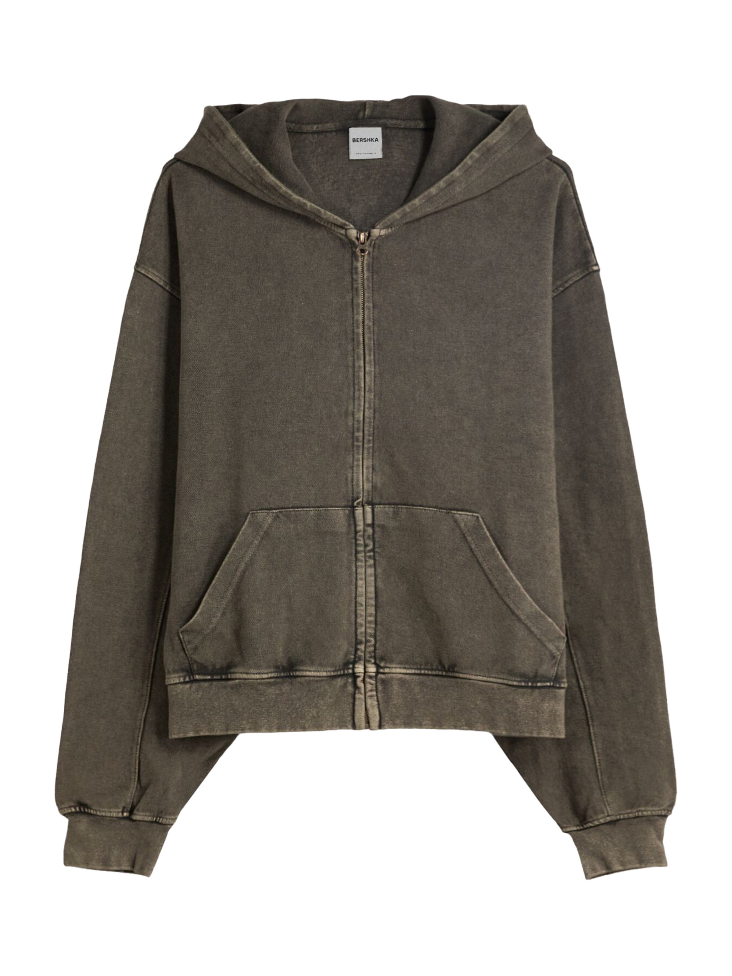 Bershka Sweat jacket in Grey: front