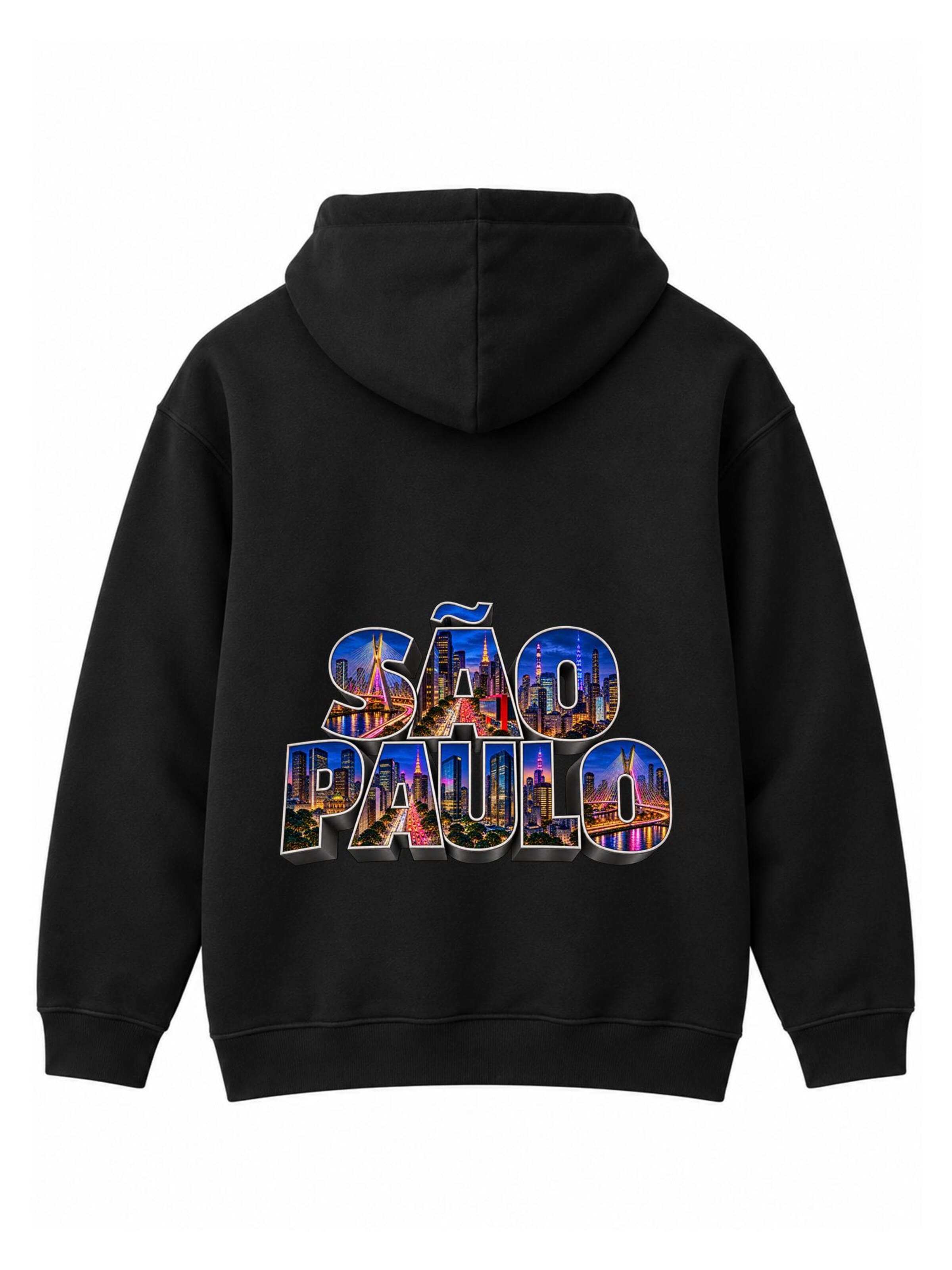 LUNØIR Studio Mikina 'São Paulo City Lights – Neon' – černá: přední strana