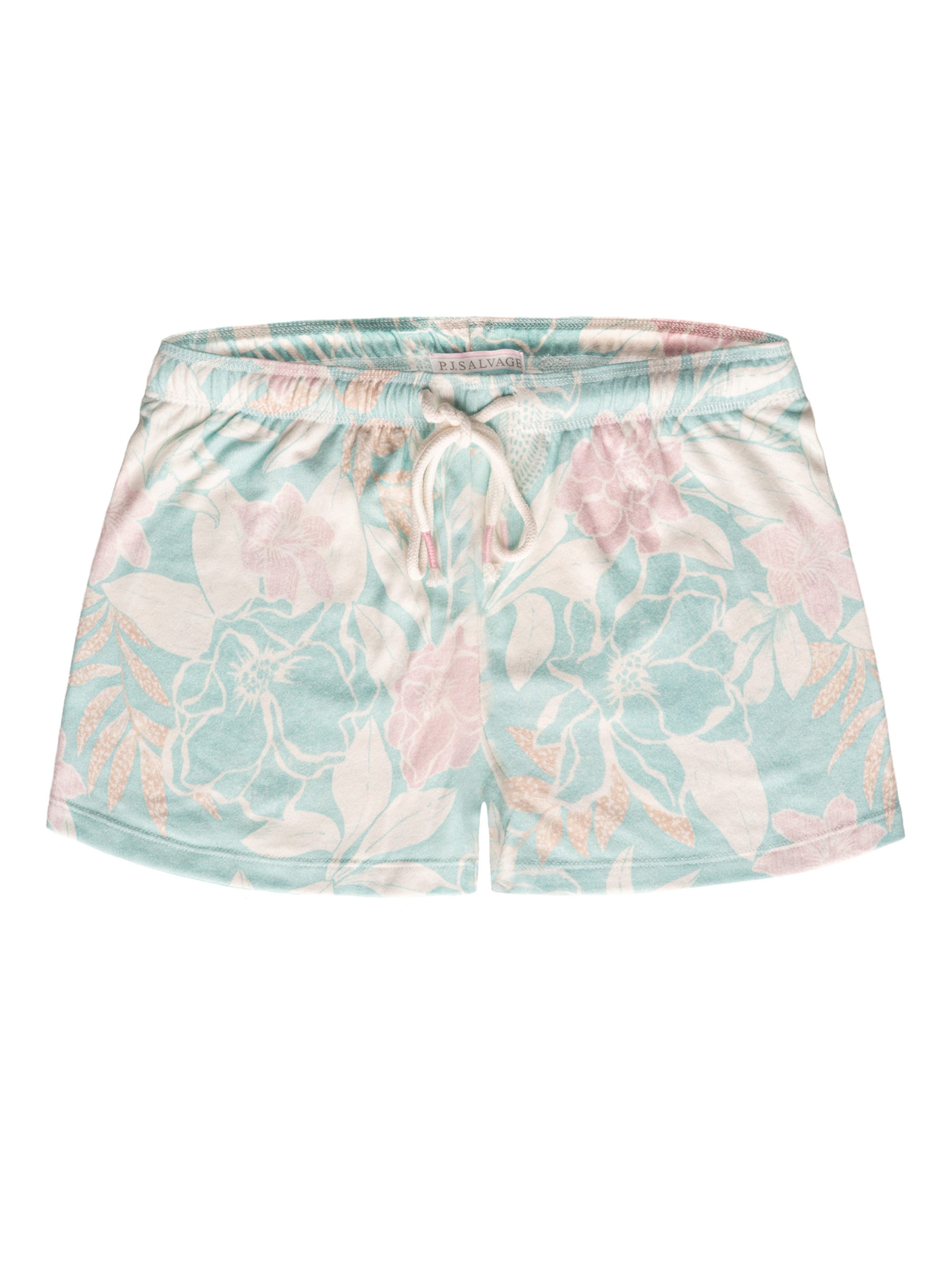 PJ Salvage - Pijama de pantalón corto 'Peachy Party' en azul: frente