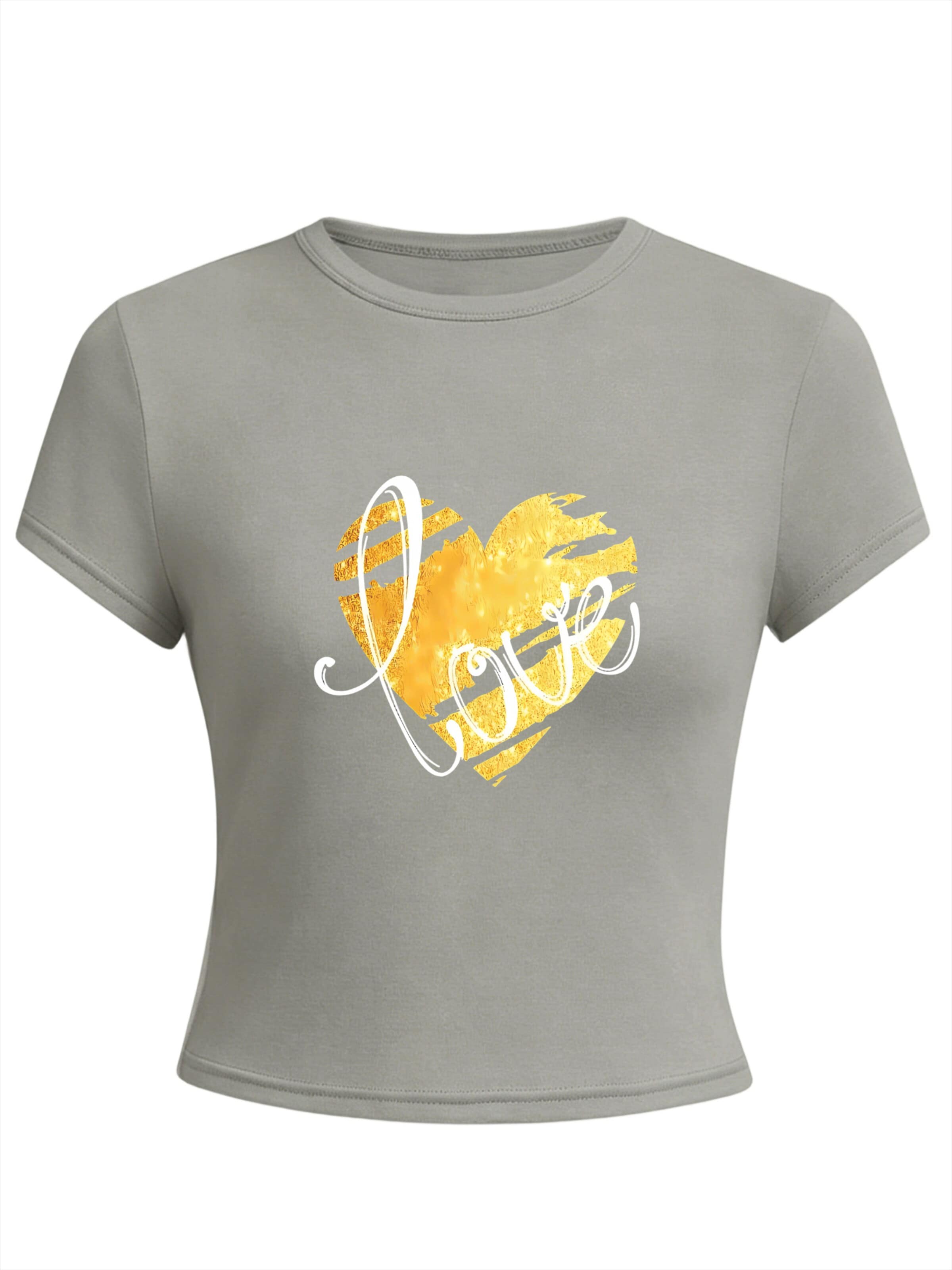 GORHEY Shirt 'Women's Casual Cotton Summer T-Shirt with LOVE Print' in S/Regular in Grey, Item view