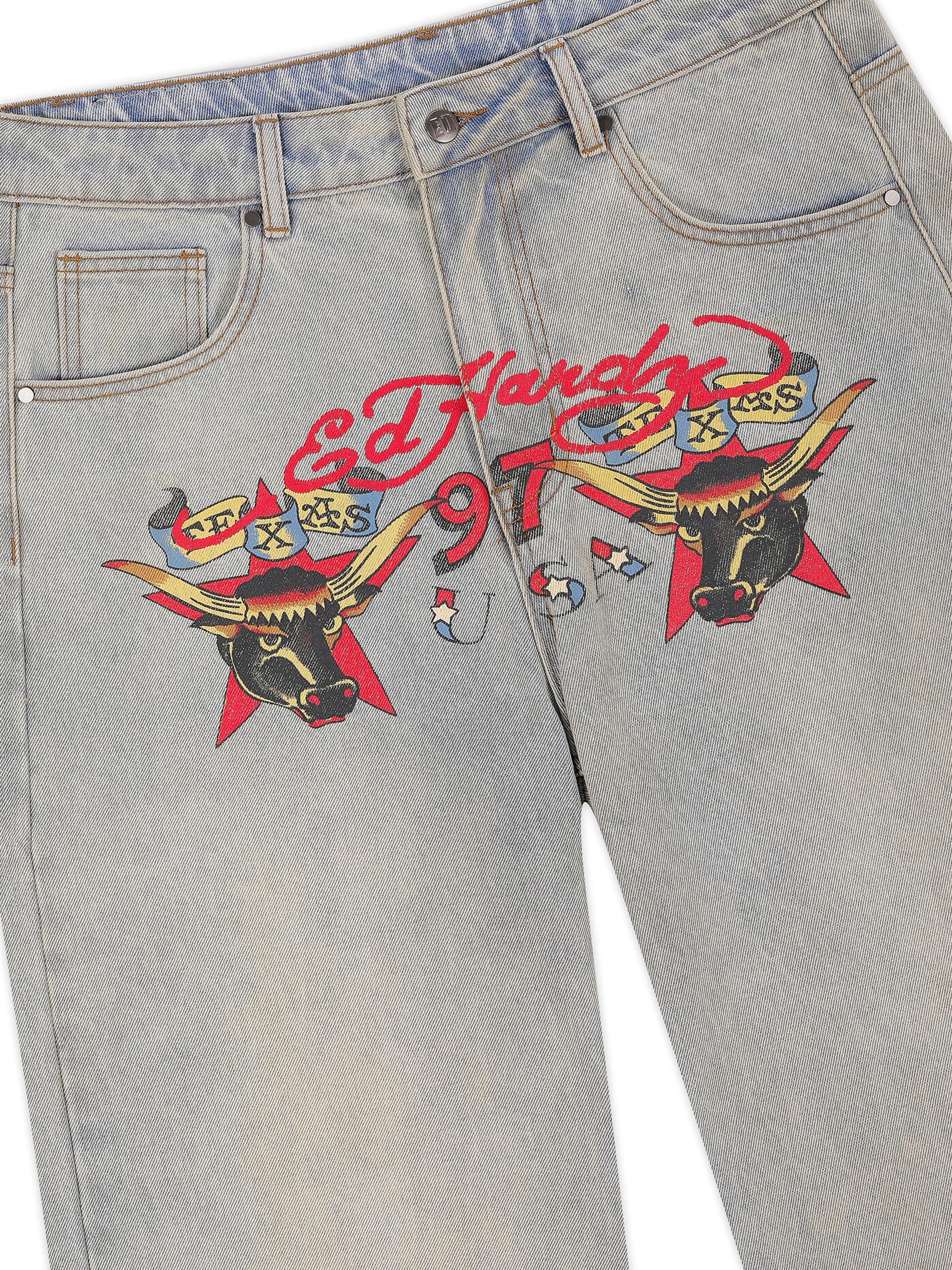 Ed Hardy Свободный крой Джинсы в Синий