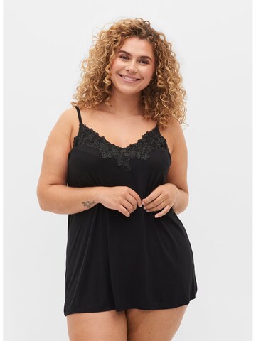 Zizzi - Camisa de noite 'MDELICATE' em preto: frente