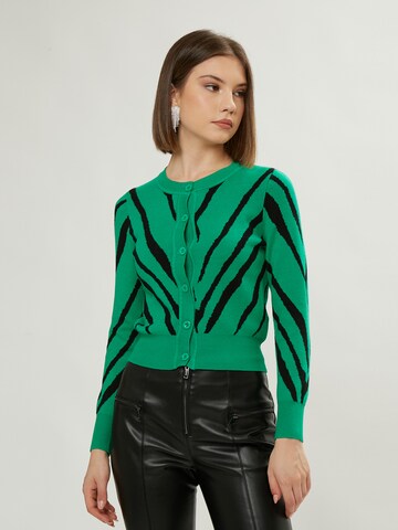 Influencer Knit Cardigan in Green: front