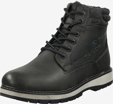 TOM TAILOR Lace-Up Boots in Black: front